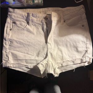 American Eagle Outfitters White Jean Shorts Cuffed Hem